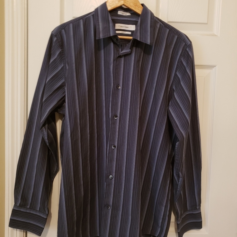 ☆SALE☆ Calvin Klein Men's Blue Striped Shirt L